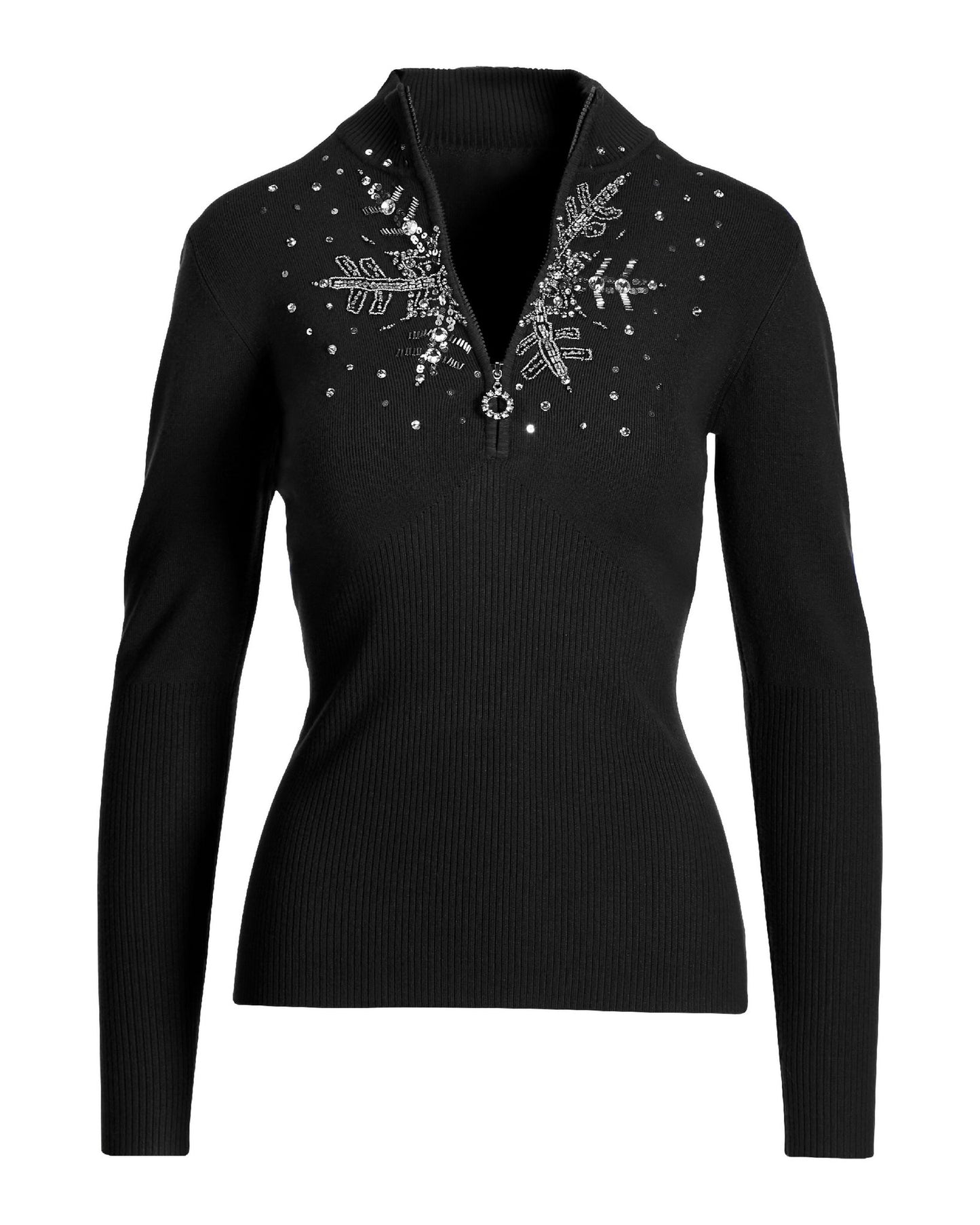 Snowflake Zip Sweater Black/Silver