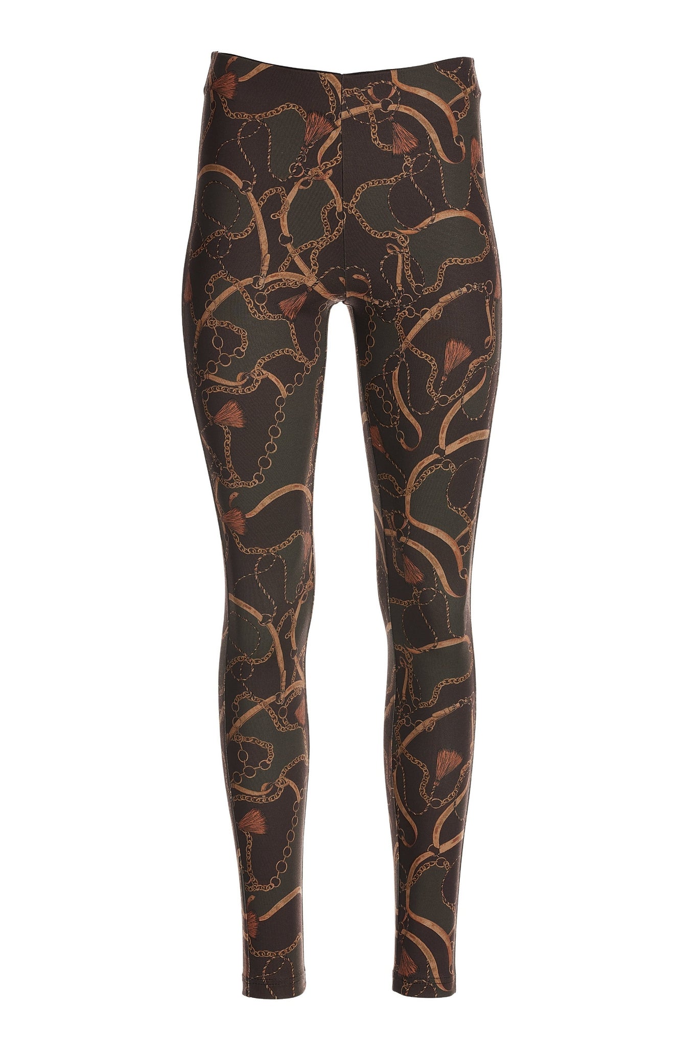 Status Print Ponte Knit Pull On Legging Green Multi