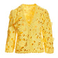 3D floral lace three-quarter sleeve jacket Lemon Drop