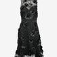 3D Rosette Sleeveless Ruffle Flounce Dress Black