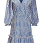 Two Tone Eyelet Ruffle Flounce Dress Blue White