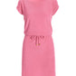 Beach Terry Wide Neck Drawstring Dress Sachet Pink