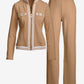 Striped French Terry Hardware Full Length Pant Set Cashmere Tan