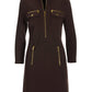 Three Qtr Slv Chic Zip Dress Safari Brown
