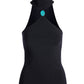 Stone Embellished Mock Neck Sweater Tank Black