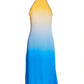 Amalfi Dye Crystal Embellished Halter Dress Blue/Yellow