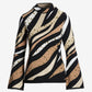 Studded Zebra Jacquard Flare Sleeve Sweater Neutral Zebra
