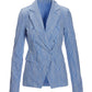 Two-Tone Eyelet Blazer Jacket Blue/White