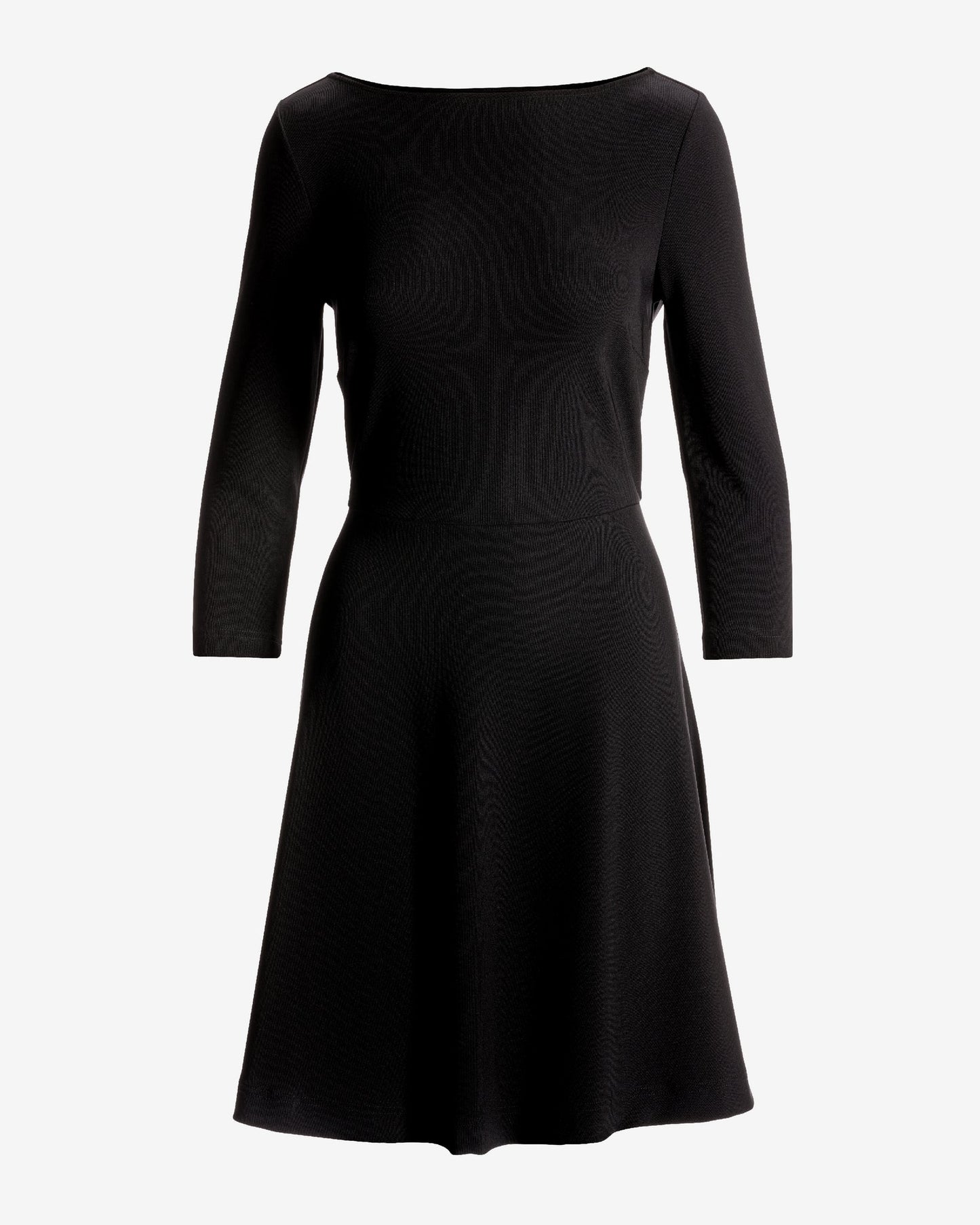 Beyond Travel 3/4 Sleeve Ballet Neck Fit and Flare Dress Jet Black