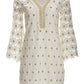 Beaded Floral Lace Shift Dress White Multi