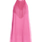 Bead Fringe Flowy Halter Dress Aurora Pink