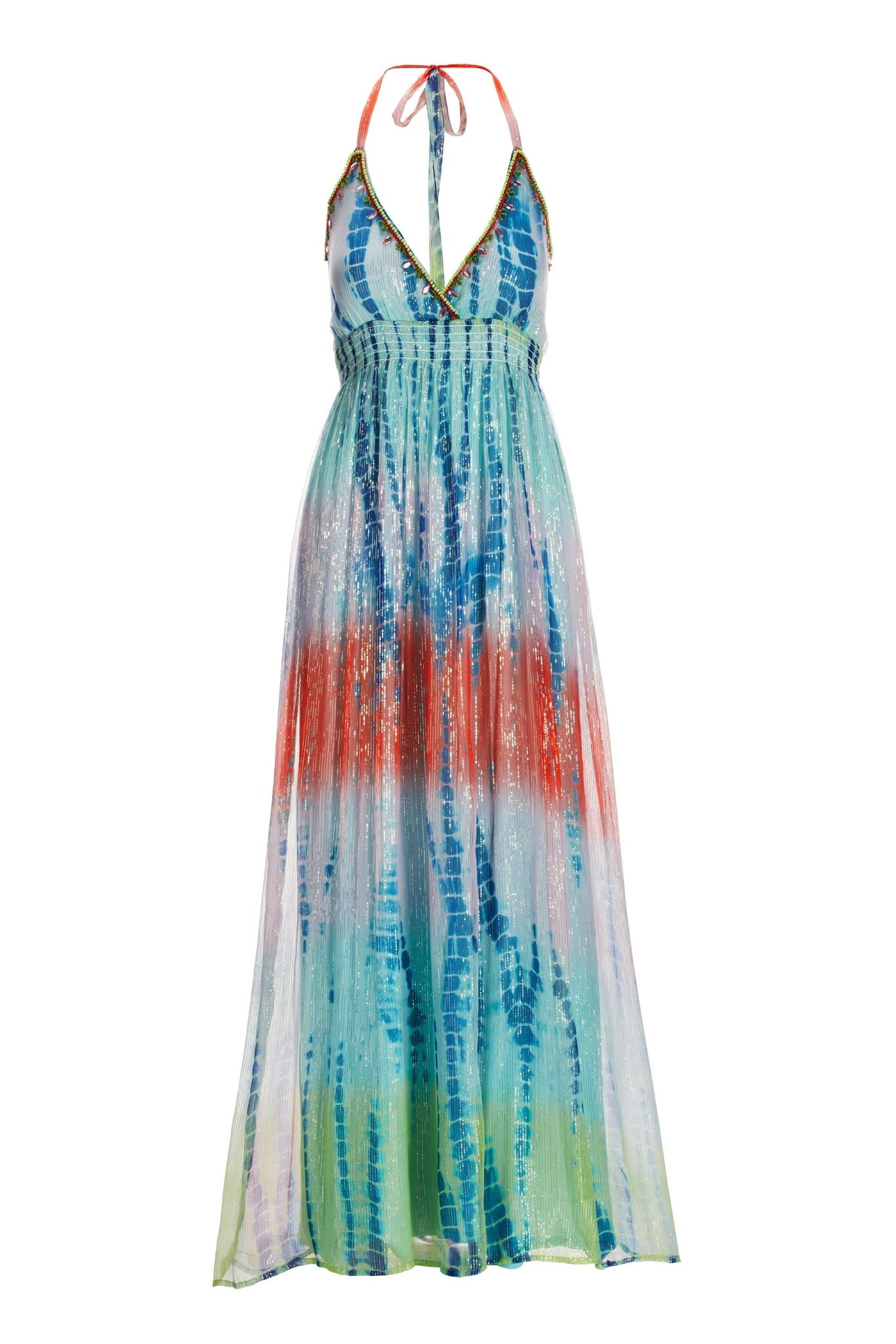 Tie Dye Print Embellished Maxi Multi