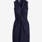 Stretch Denim Knot Waist Collared Shift Dress Rinse