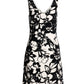 Beyond Travel Contrast Fleurs Print V Neck Cross Back Short Dress Ivory Coast/Jet Black