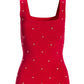Square Neck Rhinestone Embellished Sweater Tank Racing Red