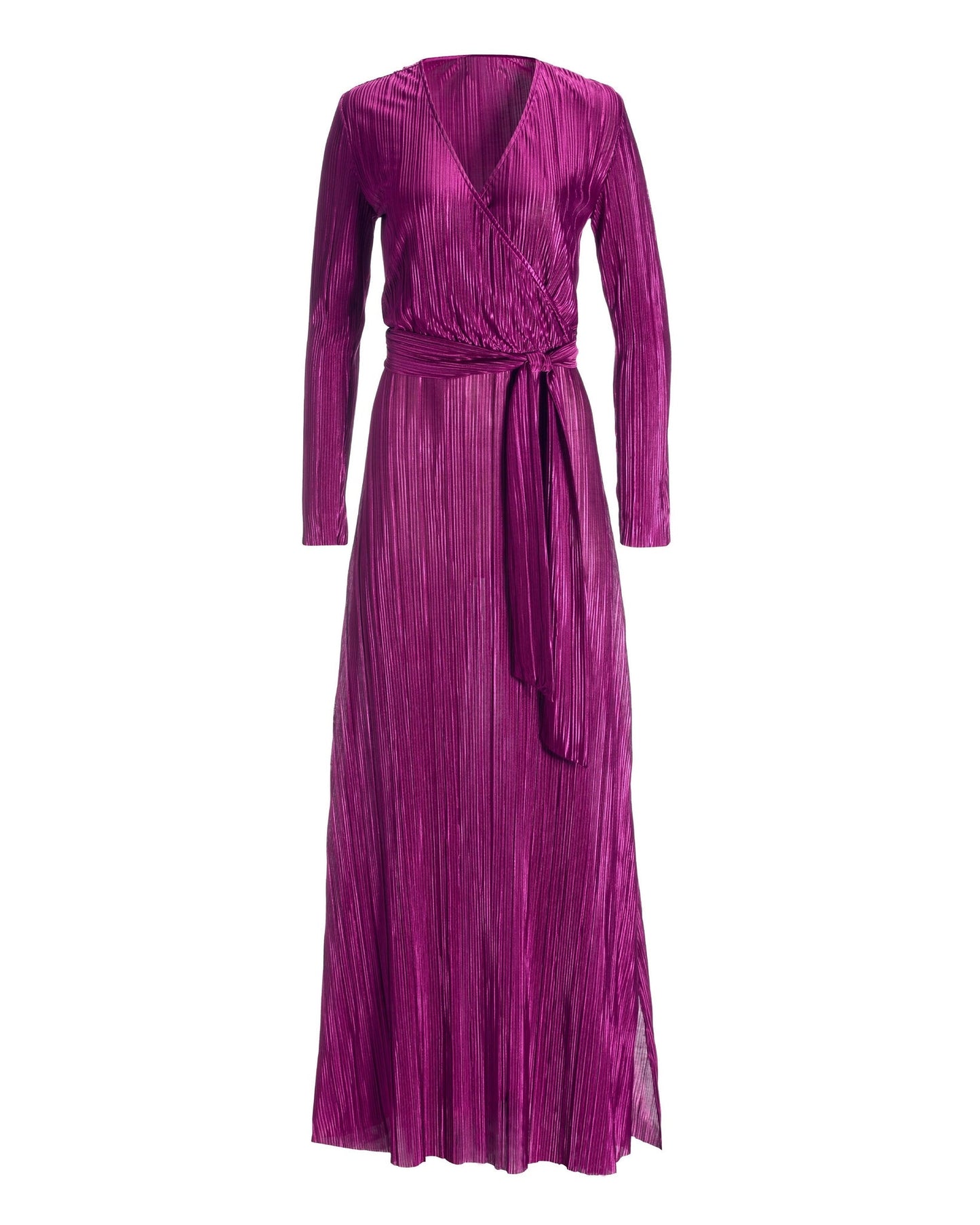 Surplice Plisse Wrap Maxi Dress Hollyhock