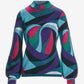 Abstract Jacquard Mock Neck Sweater Multi