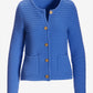 Textured Button Up Lady Cardigan Hydrangea Blue