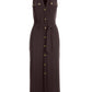Beyond Travel Button Front Collared Maxi Dress Rich Chocolate