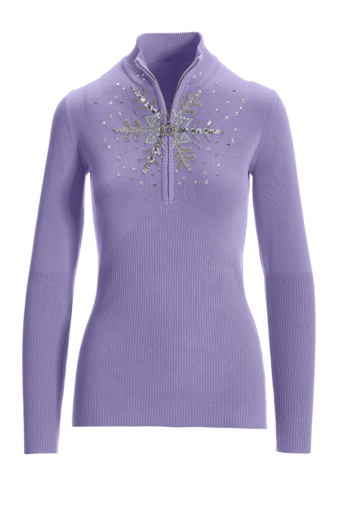 Snowflake Zip Sweater Lavender