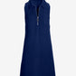 Zip Detail Linen Collared Shift Dress Navy