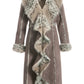 Animal Faux Fur Long Coat Gray Multi