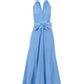 Belted Poplin Shirt Dress Maxi Powder Blue