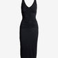 Susana Monaco x Boston Proper V Neck Ruched Fitted Midi Dress Black