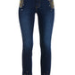 Studded High Rise Five Pocket Jean Dark Wash