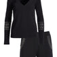 Beaded French Terry Short Set Black