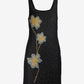 All Over Beaded Placed Floral Stretch Sheath Dress Black