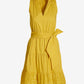 Tie Waist Tiered Fit and Flare Poplin Dress Lemon Drop