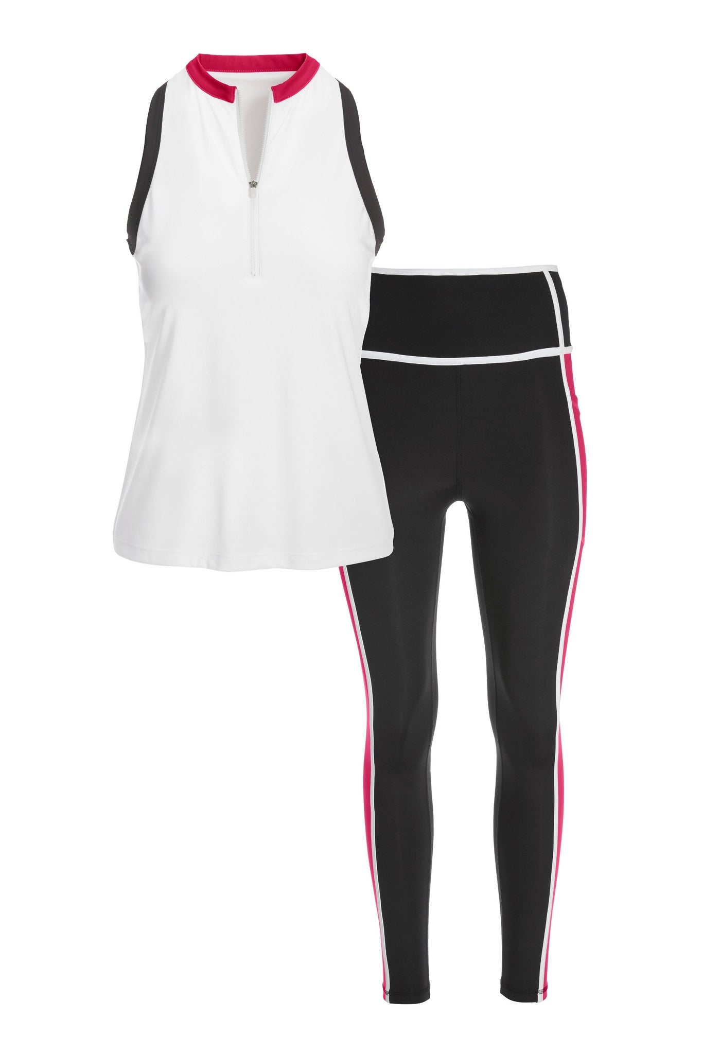 B-Active Sleeveless CB Half Zip Set Black Multi