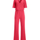 Beyond Travel Elbow Sleeve Surplice Jumpsuit Paradise Pink