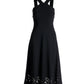 Beyond Travel High Neck Laser Cut Midi Dress Jet Black