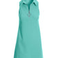 Solid Zippered Front Sleeveless Collared Dress Blue Radiance