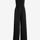 Strapless Ruched Wide Leg Knit Jumpsuit Black