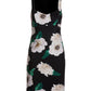 White Fleurs Print Scuba Sheath Dress Black