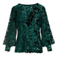 Velvet Floral Lace Hip Length Duster Emerald