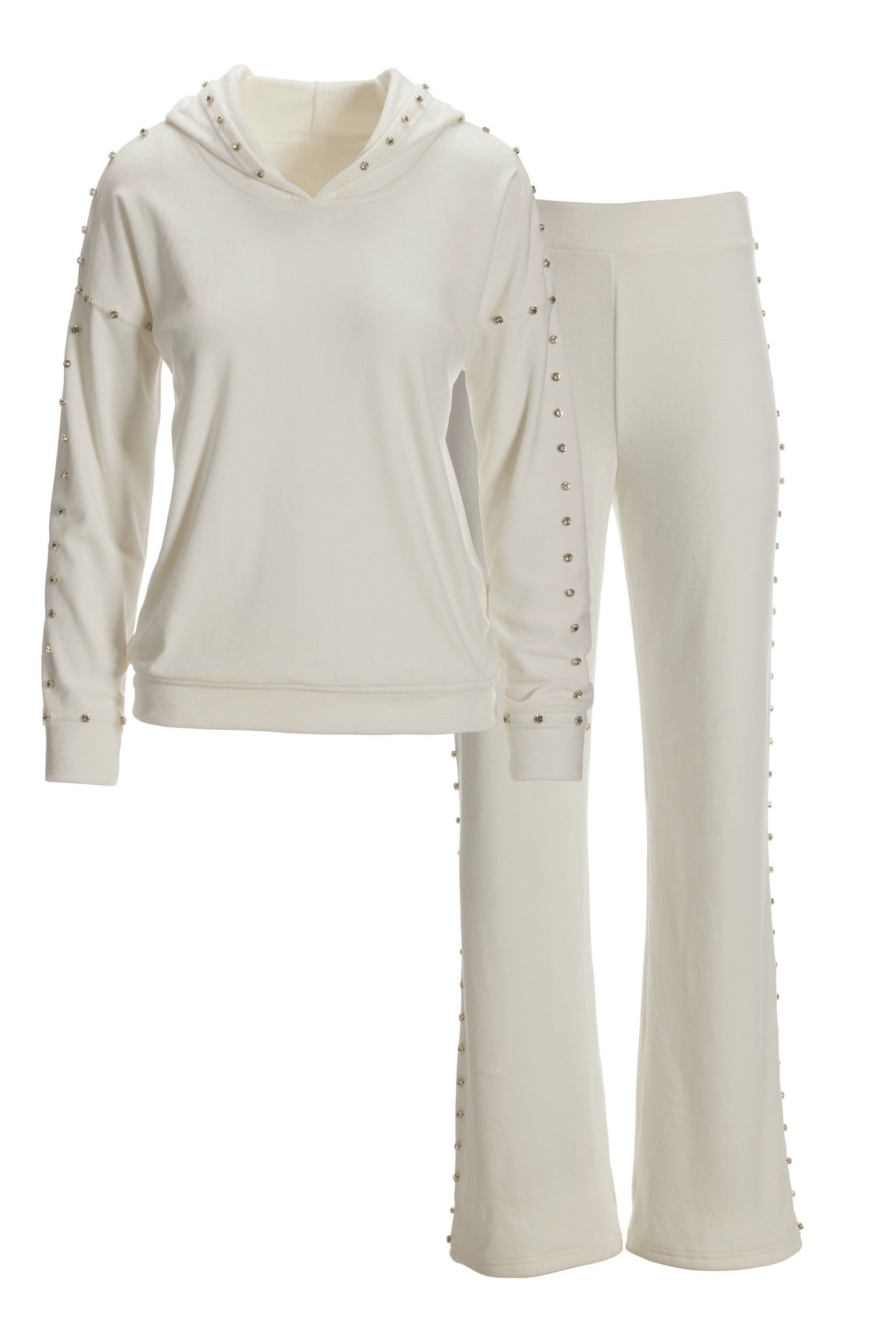 Velour Rhinestone Set White
