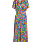 Abstract Sol Print V neck Ankle Length Dress Multi
