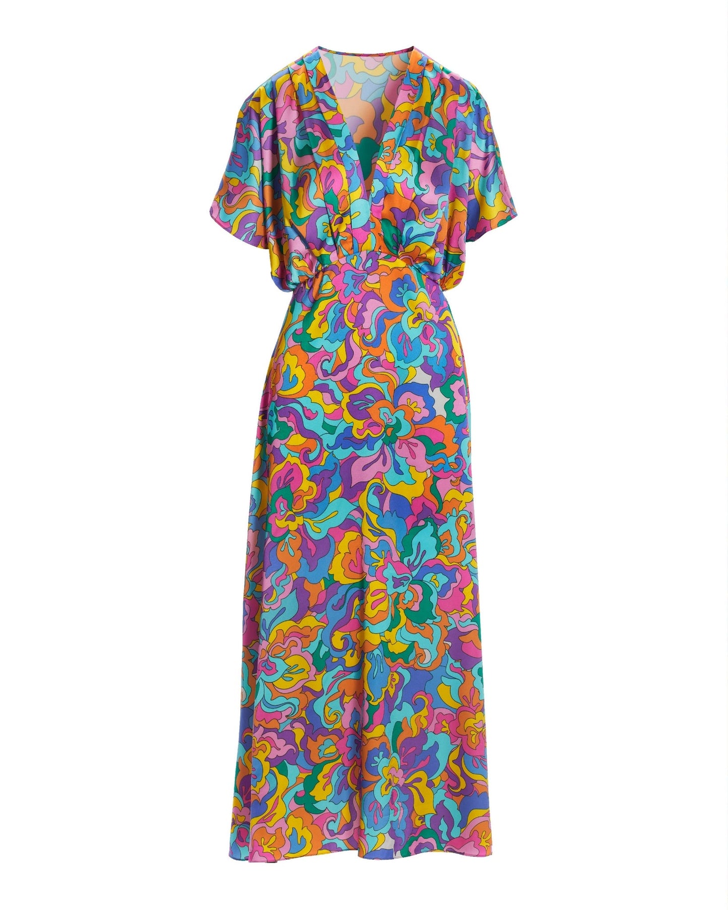 Abstract Sol Print V neck Ankle Length Dress Multi