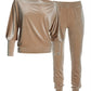Slouchy Velour Top & Jogger Set Taupe