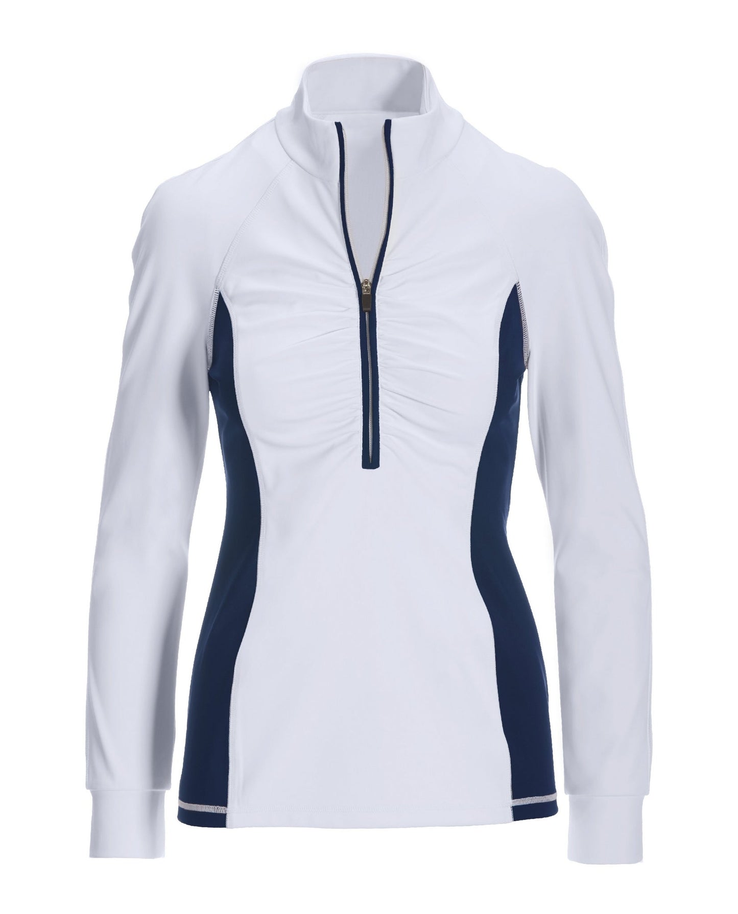 B Active Long Sleeve Ruched Sport Top White/Navy