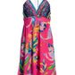 Tropical Forest Halter Embellished Printed Dress Pink