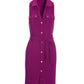 Beyond Travel Collared Button Short Dress Acai Berry