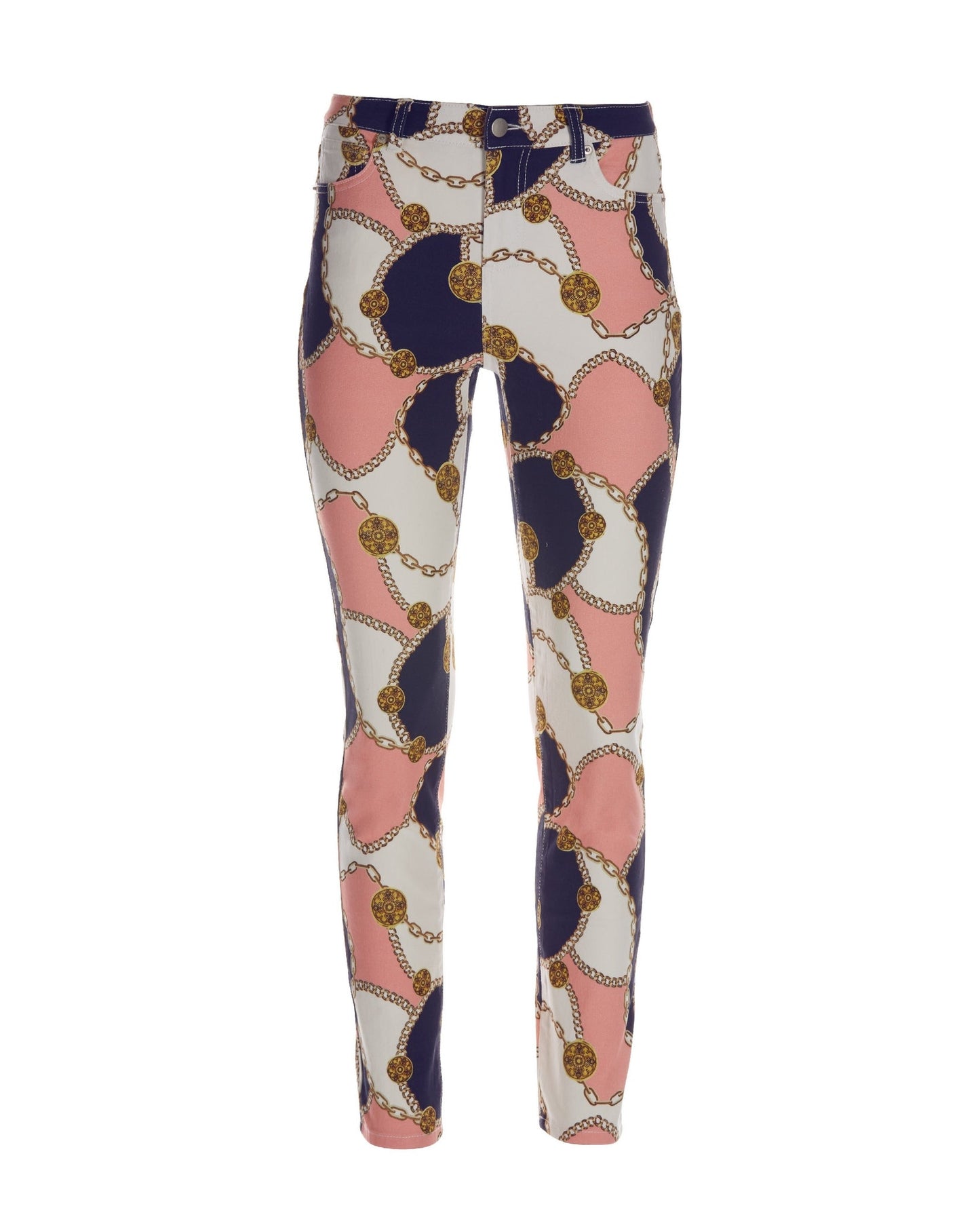 Status Chain Printed Ankle Jean Pink Icing/Navy