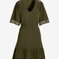 100% Cotton Gauze Lace Trim A Line Dress Olive Night