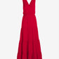 Surplice Tiered Cotton Maxi Dress True Red