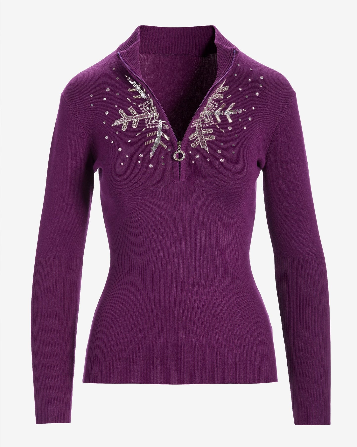 Snowflake Zip Sweater Grape Juice